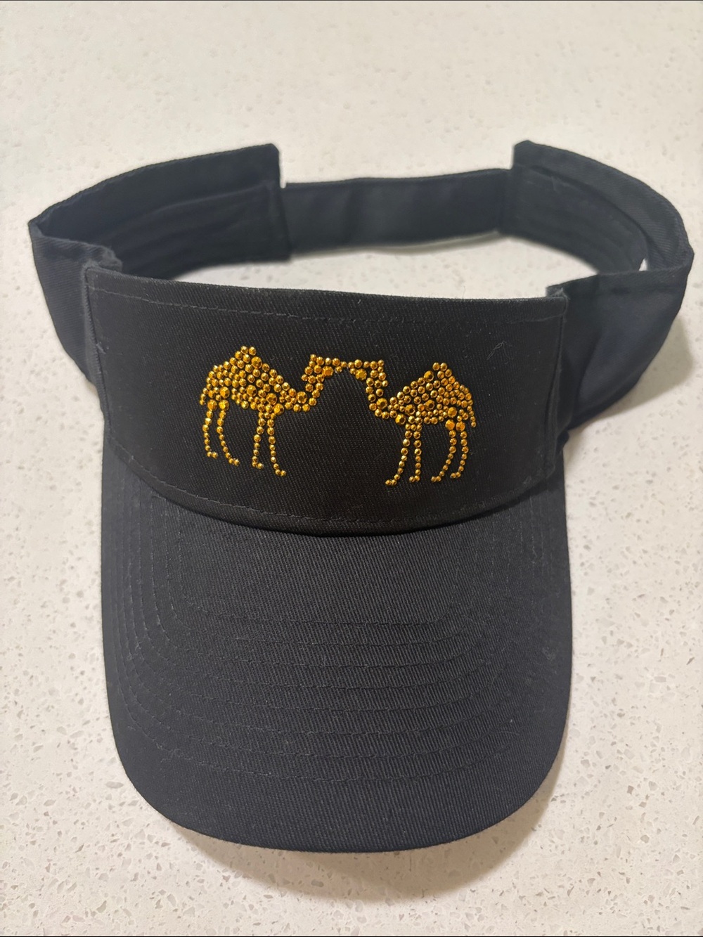 Titania Golf Visor with Gold Camel Bead Design